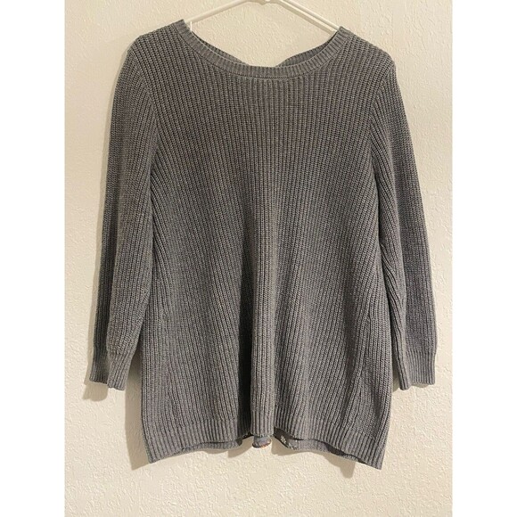 Loft long sleeve sweater, gray with‎ Multicolor flecks, size L 100% Cotton - Picture 1 of 10